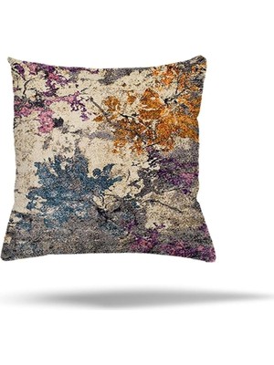 Renas Store Pelangi Yaprak Batik Desen Gizli Fermuarlı Yastık Kılıfı Kırlent Kılıfı Koltuk Yastık Kılıfı, Petrol Mavi 45 x 45