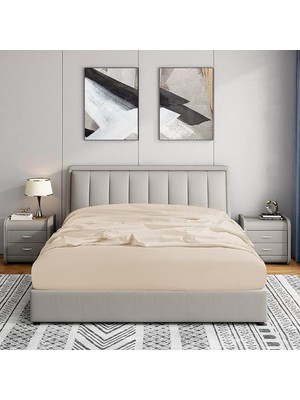 Renas Store Soley | Jersey |%100 Doğal Pamuklu Tek/çift Kişilik Lastikli Çarşaf Bej