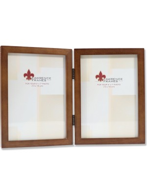 Renas Store Lawrence Frames 766057D Küçük Hindistan Cevizi Ahşap Menteşeli Çift Resim Çerçevesi, 13,8 x 17,7 cm