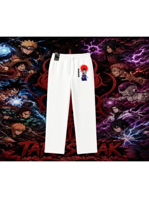 Tarzsokak Sasuke Uchiha Naruto Anime Karakter Unisex Baggy Eşofman Altı Beyaz