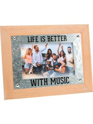 Renas Store Pavilion Gift Company 67724 Life Is Better Music People 4 x 6 Mdf Şövale Arka Duvara Asılan Resim Çerçevesi, Kahverengi