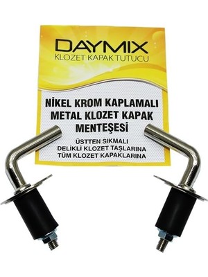 Renas Store Daymıx Nikel Krom Kaplamalı Metal Klozet Kapak Menteşesi, Üstten Sıkmalı, Delikli Klozet Taşlarına Uyumlu