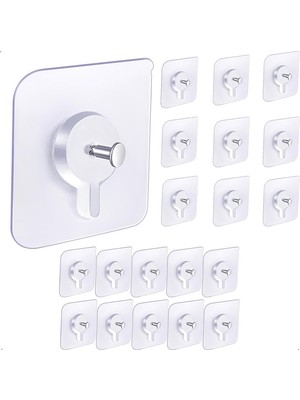 Renas Store Xspring Yapışkanlı Duvar Kancaları, 20'li Paket Çivisiz Asıcı, Fotoğraf Çerçeveleri Için Su Geçirmez ve Yağa Dayanıklı Duvar Askıları, Dekorasyon ve Banyo Mutfak Askıları, Anahtarlık