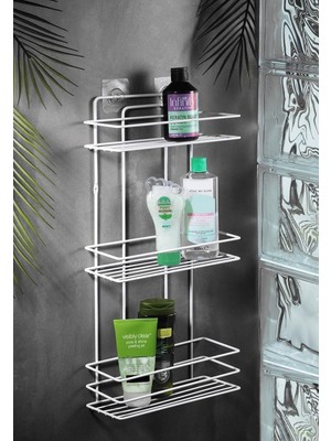Renas Store Sas Haus Ömür Boyu Paslanmaz Düz Banyo Köşeliği Şampuanlık Banyo Rafı Beyaz