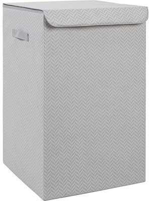 Renas Store Ocean Home Textile Gri Balıksırtı Çamaşır Kutusu 36 x 36 x 56 cm