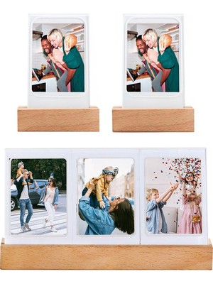 Renas Store Instax Mini Ahşap Işıklı 5'li Fotoğraf Çerçeve Seti