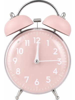 Renas Store Valkyrie Retro Çalar Saat Işıklı Analog Masa Saati Dekoratif Komodin Saati Bombe Kapaklı 15X10 Pembe