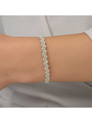 Tienda Elegante Gümüş Kazaziye Örgü Bileklik - 18 cm