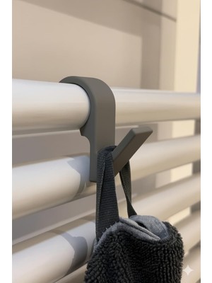 Renas Store Havlu Askılığı, 6'lı Set, Duşakabin ve Havlupan Petek Için, Banyo Mutfak Kancalı (Gri)