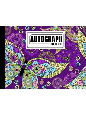 Renas Store Autograph Book: Colorful Vintage Butterflies Cover | Memory Book, Signature Celebrity Memorabilia Album Gift, Size 8.25" x 6" By Friedemann Herold