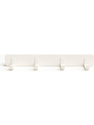Renas Store Yapışkanlı Duvar Askılığı 26 cm – 4 Kancalı, Delmeden Montajlı Plastik Askı, Banyo, Mutfak ve Kapı Arkası Kullanım Için
