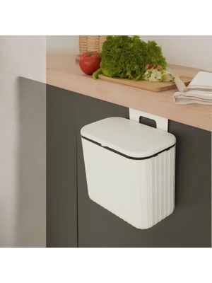 Renas Store Asılabilir Çöp Kovası Tırtıklı 8 Lt Beyaz