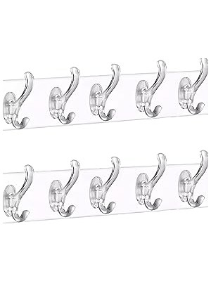 Renas Store Aee® 2 Adet Şeffaf Duvar Askısı 5'li Iz Bırakmayan Güçlü Yapışkanlı Askı Kapı Arkası Banyo Mutfak Düzenleyici Kanca Askılık