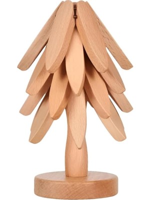 Renas Store Deinhaus Ahşap Noel Ağacı Figürü, Doğal Renk, Kayın Ağacı, 22.35 cm Yükseklik, Masa Üstü Dekoratif Süs
