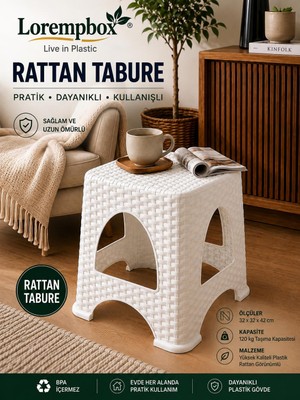 Lorempbox Rattan Tabure | Plastik Banyo Taburesi | Çok Amaçlı Kaydırmaz Ayaklı Basamak | 120 kg Taşıma Kapasiteli