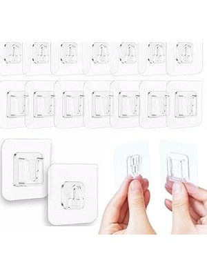 Renas Store Aee® 10 Çift Yapışkanlı Geçmeli Asma Aparatı Kanca Askı Sabitleyici Klips Seti – Delmeden Montaj – Su Geçirmez Güçlü Yapışkan – Duş Rafı, Mutfak, Banyo ve Ev Düzenleyici Sabitleme Aparatı