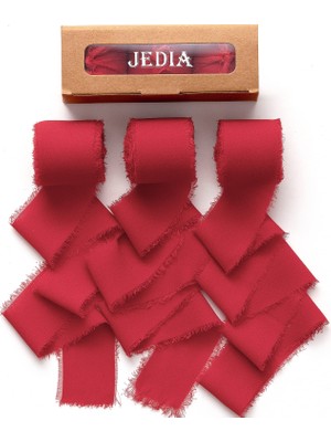 Renas Store Jedıa Sevgililer Günü Kurdelesi, 3 Rulo Kırmızı Şifon Kurdele, Noel Için 3,8 cm x 7yd Hediye Şerit Seti, Düğün Dekoru, Düğün Davetiyeleri, Buket Sarma, Çiçek Buketi, Gelin Buketleri, Kendin Yap El