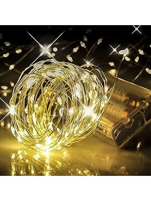 Renas Store Robeve Peri LED Metre Gün Işığı Sarı Renkli Pilli Dekoratif Aydınlatma Süsleme Parti Sarı LED Işık Yılbaşı LED Işık Süsleme Dekorasyon Işığı Şerit Aydınlatma LED (Günışığı, 5)