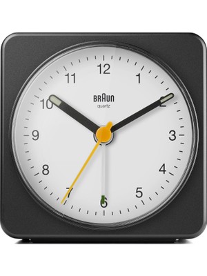 Renas Store Braun Klasik Analog Çalar Saat, Erteleme ve Işık, Sessiz Kuvars Süpürme Hareketi, Crescendo Bip Alarmı, Siyah Beyaz Model, BC03BW Modeli.