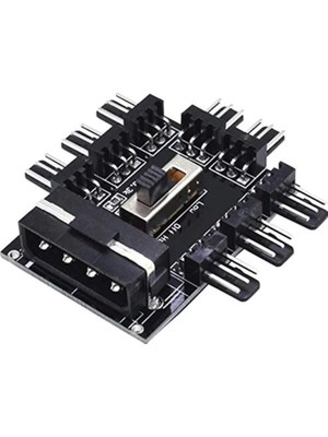 Renas Store 8 Port Fan Çoklayıcı Hub Y Pwm Splitter Ide Molex Soğutma 3 Pin 4 Switch Anahtarlı 4336