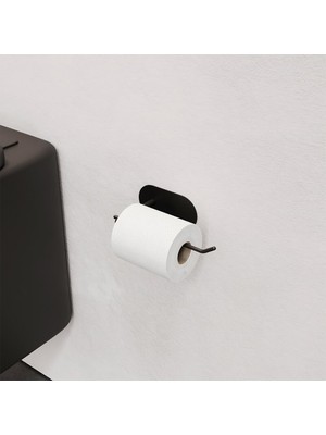 Renas Store Paslanmaz Çelik Siyah Tuvalet Kağıtlığı/yapışkanlı Sistem Tuvalet Kağıtlık Mat Siyah