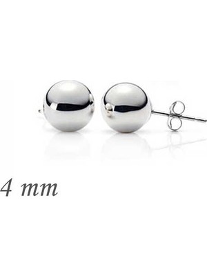 Tienda Elegante Gümüş Top Küpe - 4 mm