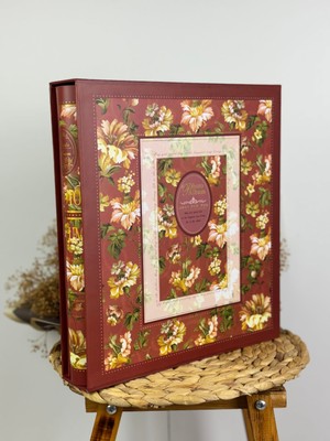 Renas Store Rabsev 10X15CM 500 Fotoğraf Kapasiteli Kutulu Çiçek Desenli Lüks Ofset Fotoğraf Albümü (Bordo)