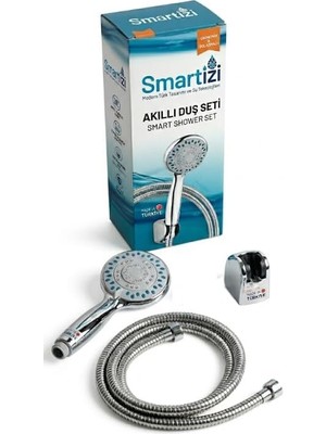 Renas Store Smartizi Modern Türk Tasarımı Duş Başlığı ve Spiralli Hortum Seti - Dolaşmaz, Esnek ve Ekonomik Banyo Seti