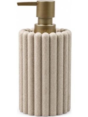 Renas Store Polyresin Sıvı Sabunluk, Modern Çizgili, Krem Renk, Mat Doku, Sıvı Sabun, Pompalı, Kozmetik Şişesi, Doldurulabilir Sıvı Sabunluk, Banyo Mutfak Lavabo Otel Karavan Mien Aksesuarı