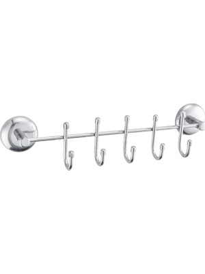 Renas Store Feyzayapı Vidalı Askılık 5'li Metal Banyo Lavabo Sağlam Aparat Krom Askılık Elbise Havlu Asma Askı