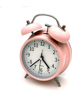 Renas Store Valkyrie 16CM Büyük Boy Akar Saniyeli Alarm Çalar Saat - Nostaljik Masa Saati Pembe