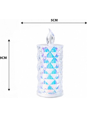 Shopwave 12 Adet LED Candle Kamp Küçük Boy= Çap:5cm - Y: 9cm Pilli LED Mum Mika Kristal Plastik YAKUT-13635 (5047)