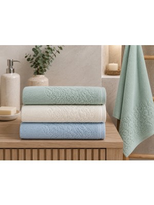 Gonca Renkli Havlu 50X90 cm 3'lü Set %100 Pamuk