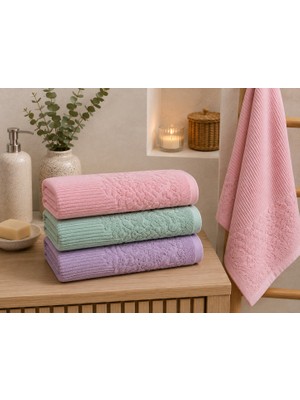 Gonca Renkli Havlu 50X90 cm 3'lü Set %100 Pamuk