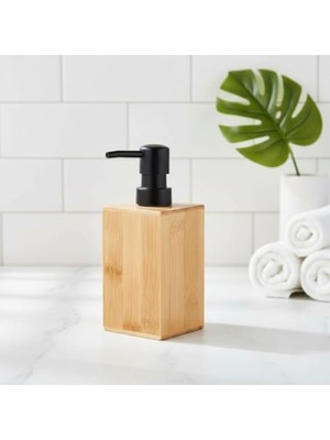 MarkEntegra Modern Tasarımlı Bambu Sıvı Sabunluk - 255ML Kapasiteli, Mat Siyah Pompa