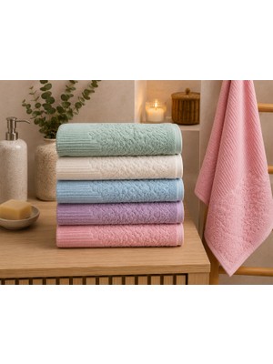 Gonca Renkli Havlu 50X90 cm 6'lı Set %100 Pamuk