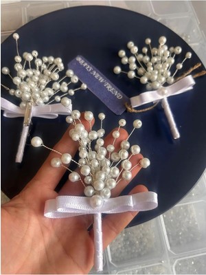 Gelin Saç Aksesuarı Damat Yaka Çiçeği Incili Damat Yaka