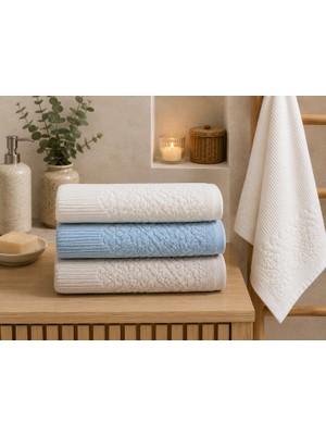 Gonca Renkli Havlu 50X90 cm 3'lü Set %100 Pamuk