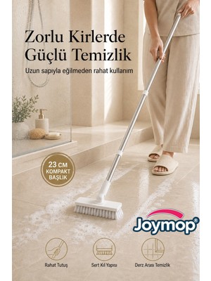 JOYMOP Döner Başlıklı Köpürten Sert Kıllı Zemin Çekpas Fırçası – Çekçekli Halı, Fayans ve Banyo Temizleme Fırçası