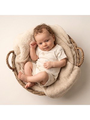Unisex Bebek, Hayvan Desenli Kısa Kollu Şortlu Tulum