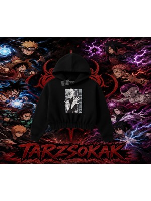 Tarzsokak Deidara Naruto Anime Karakteri Kadın Crop Kapşonlu Sweatshirt Beyaz