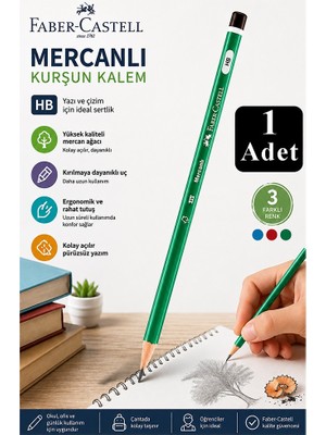 Artlantis Siyah Kurşun Kalem Mercanlı 1 Adet Faber Castell Mercanlı Kurşun Tahta Kalem Hb Orta Dereceli Öğrenci Kalemi Okul
