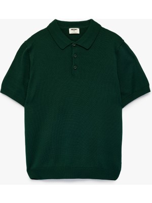 Koton Düğmeli Standart Boy Kısa Kollu Polo Yaka Triko Tişört