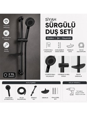 Empressco Duş Başlığı Duş Sistemi Sürgülü Prestij