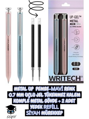 0.7 mm Uçlu Jel Tükenmez Kalem Komple Metal Gövde Set Writech