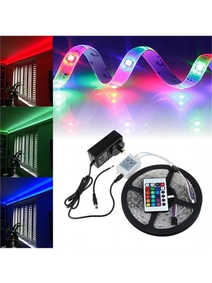 5 Metre Rgb Şerit LED Seti-Iç ve Dış Mekan Silikonlu-Tak Çalıştır