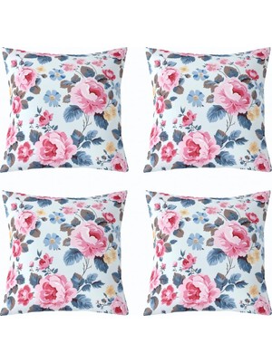 Çiçek Tersinir Kırlent Kılıfları 40X40 cm 70'ler Hippi Çiçekler Bohem Yastık Kılıfları E