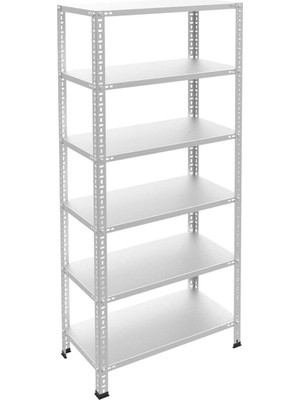 6 Katlı Galvaniz Çelik Raf - Depo, Arşiv, Kiler, Dosya, Market Rafı 43X75 cm 250 cm 0.70 mm