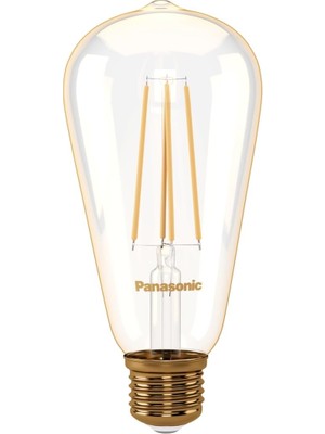 Panasonic E27 Dim Edilebilir Filaman ST64 Lamba 7W 630LM 2000K Gold