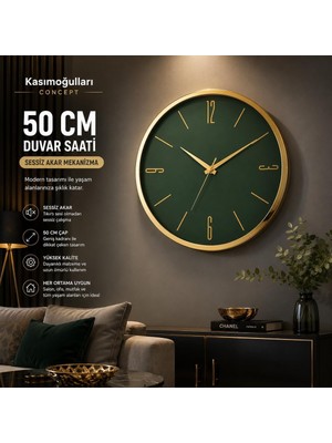 Büyük Boy Duvar Saati Wall Clock 50 cm KC02 | Sessiz Akar Mekanizma, Quartz, Pil ile Çalışır